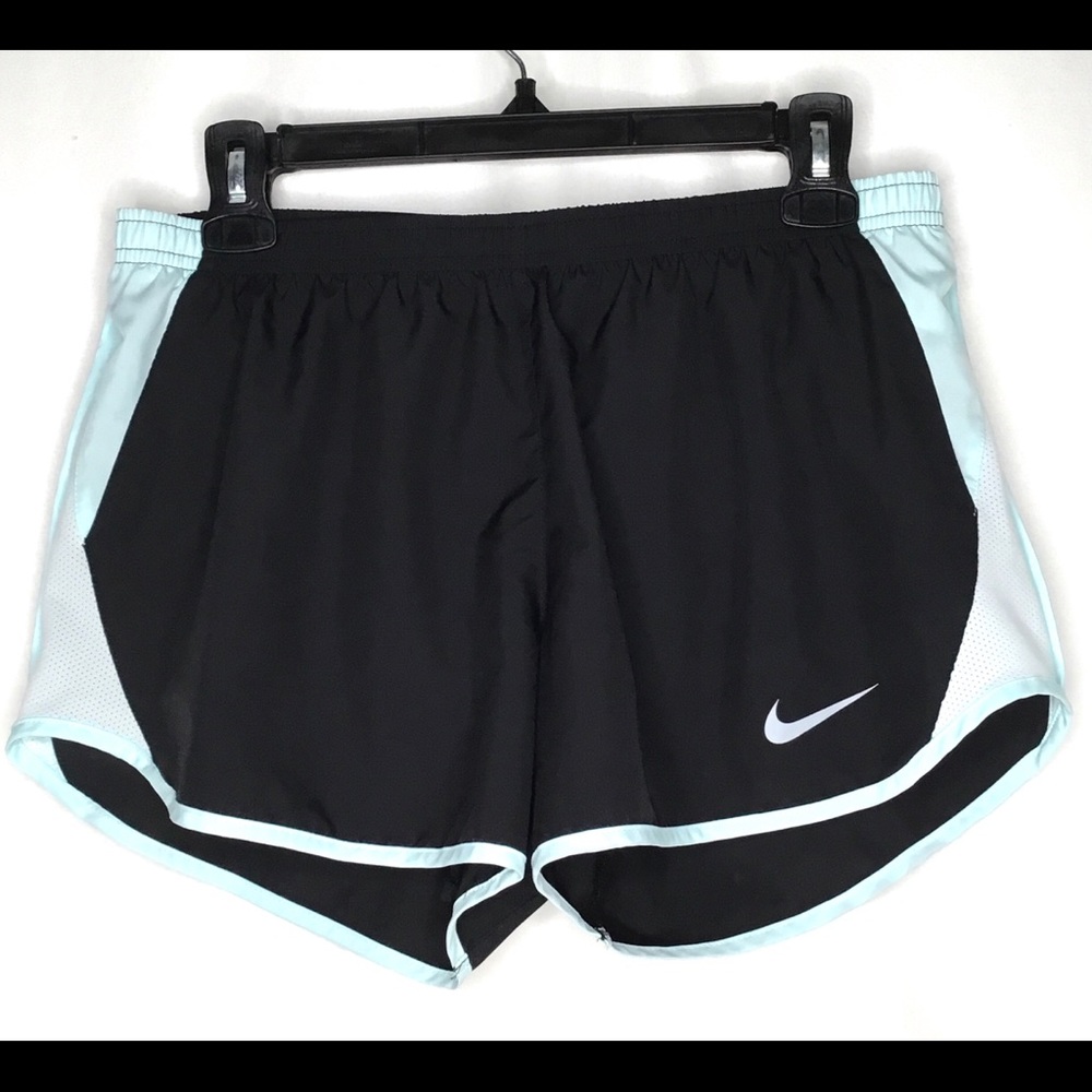 🖤Nike Dri-Fit Womens Track Shorts Size Medium Black Mint Green White Mesh Side - Picture 1 of 8